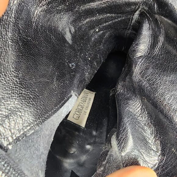 Giorgio Armani Women's Velvet Black Ankle Boots US 7 Back Zip Heeled Booties - Picture 12 of 12